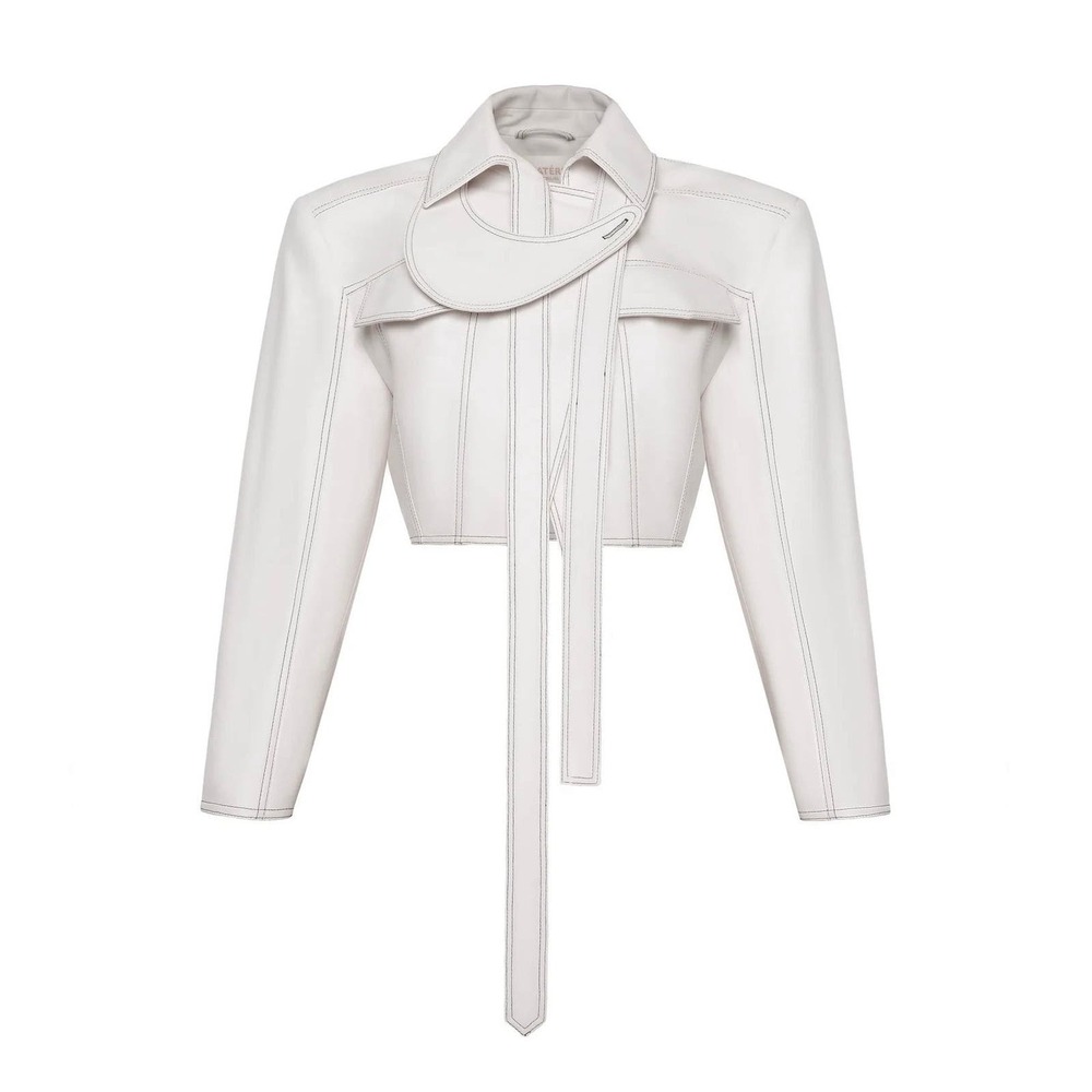 Material - Eco Leather Stitched Crop Jacket - Med - NWT